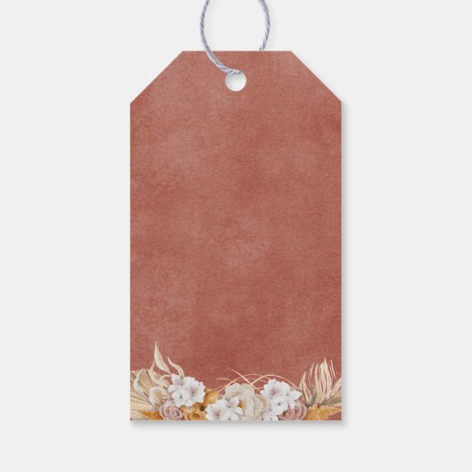 Chic Boho Terracotta Baby shower Hartelijk dank Cadeaulabel (Achterkant)