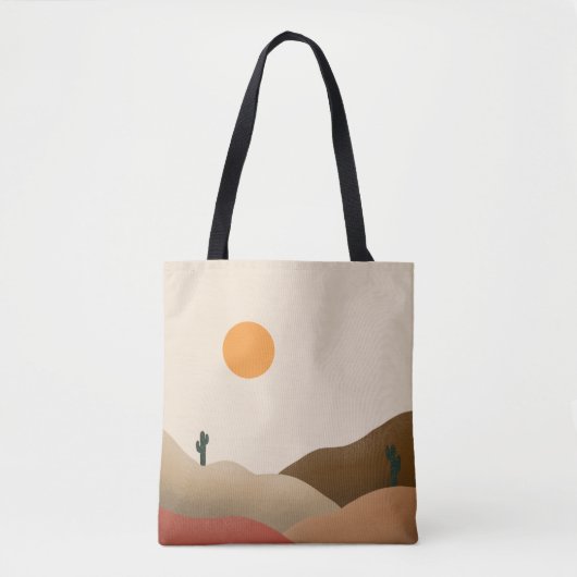 Chic Boho Terracotta Desert Cactus Tote Bag (Voorkant)