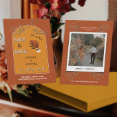 Chic Boho Terracotta Roestig Verbrand Oranje Retro Kaart