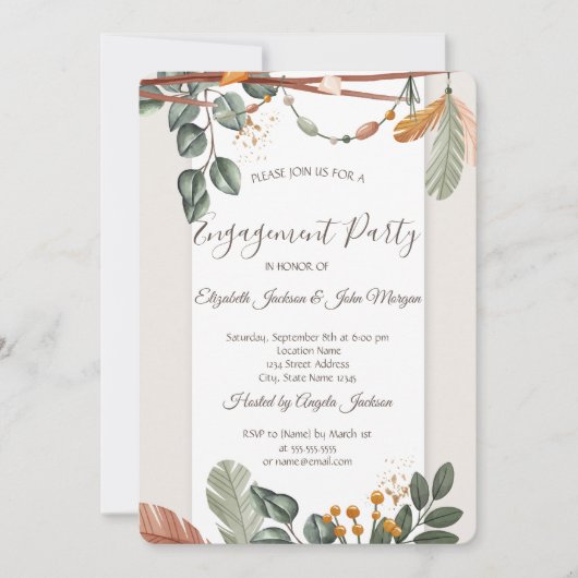 Chic Boho Verloving Kaart (Voorkant)