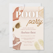 Chic Boho Vrijgezellenfeest Beige Pool Party Kaart (Voorkant)