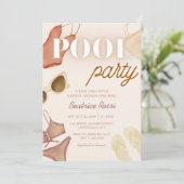 Chic Boho Vrijgezellenfeest Beige Pool Party Kaart (Staand voorkant)