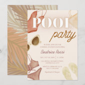 Chic Boho Vrijgezellenfeest Beige Pool Party Kaart (Voorkant / Achterkant)