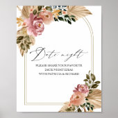 Chic Boho Vrijgezellenfeest Datum Nacht Jar Sign Poster (Voorkant)