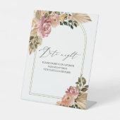 Chic Boho Vrijgezellenfeest Datum Nacht Jar Sign Reclamebord Met Voetstuk (Voorkant)