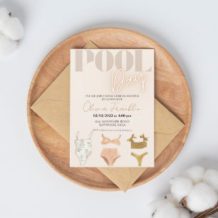 Chic boho vrijgezellenfeest poolpartij kaart
