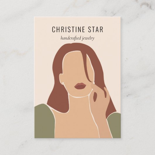 Chic Boho Vrouw Silhouette Earring Display Kaart Visitekaartje (Voorkant)