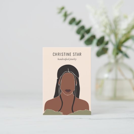 Chic Boho Vrouw Silhouette Earring Display Kaart Visitekaartje (Staand voorkant)