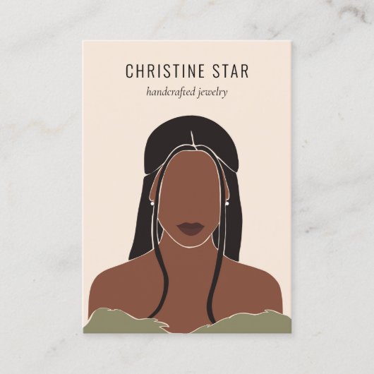 Chic Boho Vrouw Silhouette Earring Display Kaart Visitekaartje (Voorkant)