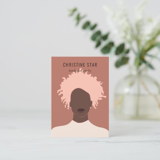 Chic Boho Vrouw Silhouette Earring Display Kaart Visitekaartje (Staand voorkant)