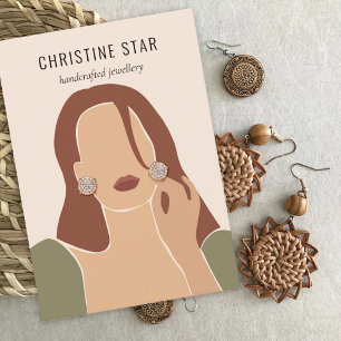 Chic Boho Vrouw Silhouette Earring Display Kaart Visitekaartje