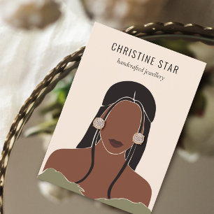 Chic Boho Vrouw Silhouette Earring Display Kaart Visitekaartje