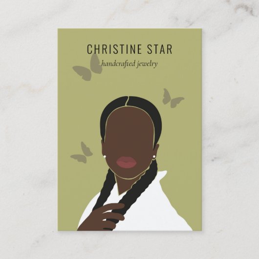 Chic Boho Vrouw Silhouette Earring Display Kaart Visitekaartje (Voorkant)
