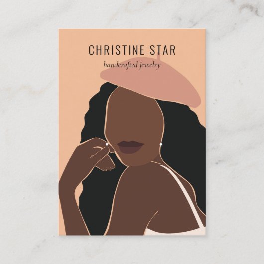Chic Boho Vrouw Silhouette Earring Display Kaart Visitekaartje (Voorkant)