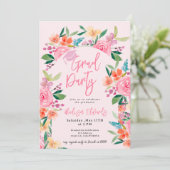 Chic Boho Waterverf Bloemen Foto Afstudeerfeest Kaart (Staand voorkant)