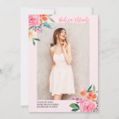 Chic Boho Waterverf Bloemen Foto Afstudeerfeest Kaart (Achterkant)