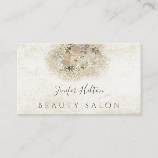Chic  boho waterverf bloemenboeket visitekaartje (Voorkant)