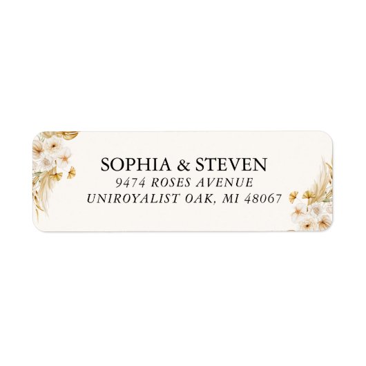 Chic Boho Wedding with Beige and Yellow Blooms Etiket (Voorkant)