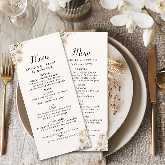 Chic Boho Wedding with Beige and Yellow Blooms Programmakaart