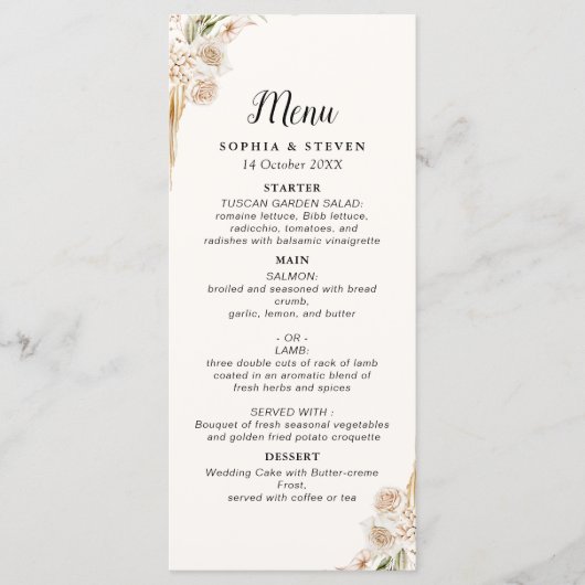 Chic Boho Wedding with Beige and Yellow Blooms Programmakaart (Voorkant)