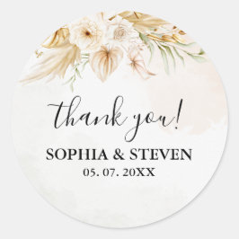 Chic Boho Wedding with Beige and Yellow Blooms Ronde Sticker