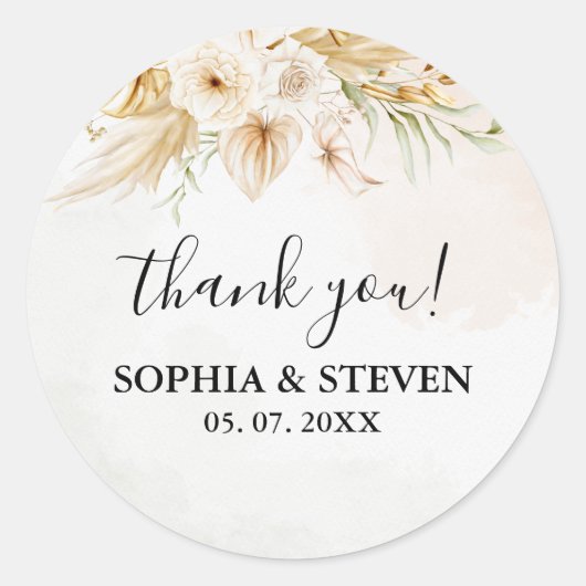 Chic Boho Wedding with Beige and Yellow Blooms Ronde Sticker (Voorkant)