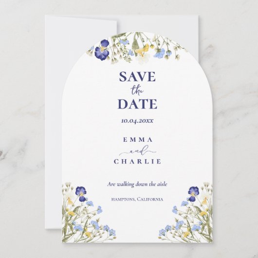 Chic Boho wilde bloemen bruiloft Save the Date Kaart (Voorkant)