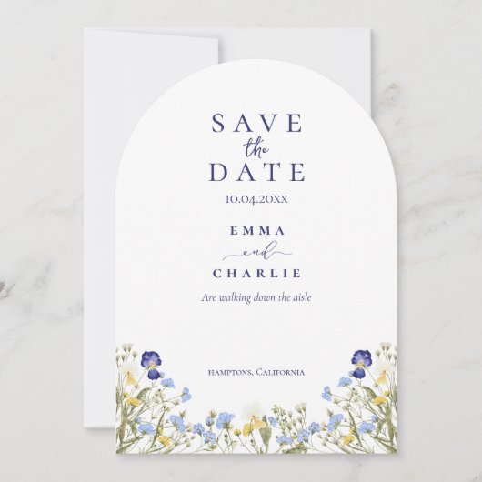 Chic Boho wilde bloemen bruiloft Save the Date Kaart (Voorkant)