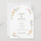 Chic Boho Wilde Bloemen Trouwkaart Save the Date Kaart (Voorkant)