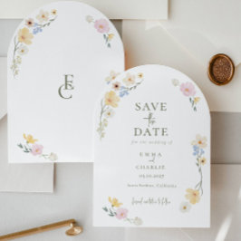 Chic Boho Wilde Bloemen Trouwkaart Save the Date Kaart
