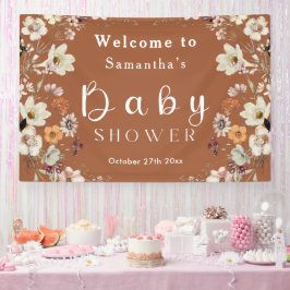 Chic Boho Wildflower Terracotta Baby shower Spandoek