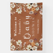 Chic Boho Wildflower Terracotta Baby shower Spandoek (Verticaal)