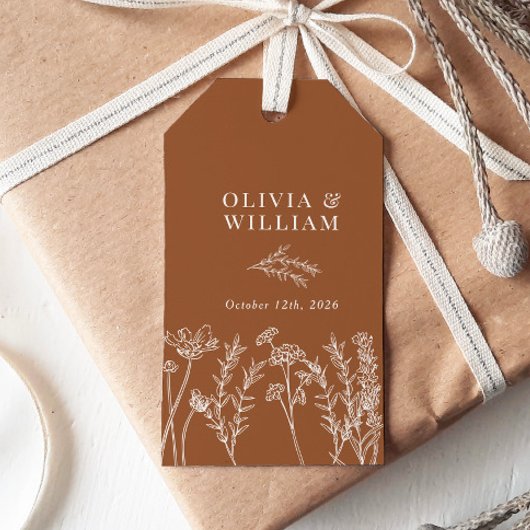 Chic Boho Wildflower Terracotta Wedding Favor Labe Cadeaulabel