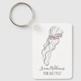 Chic boho wildflower Wedding Hair Stylist QR Sleutelhanger