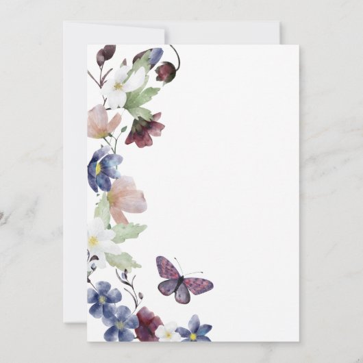 Chic Boho Wildflower Wedding Kaart (Achterkant)