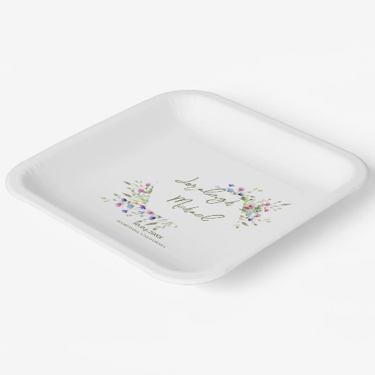 Chic Boho Wildflower Wedding Papieren Bordje (Gebogen)