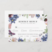 Chic Boho Wildflower Wedding RSVP-kaart RSVP Kaartje (Voorkant / Achterkant)