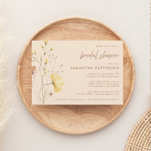 Chic Boho Wildflowers Bruids Douche Uitnodiging