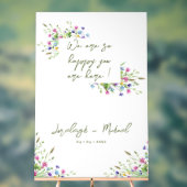 Chic Boho Wildflowers Script Grote bruiloft teken Acryl Bord (Neutraal)