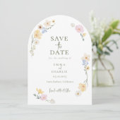  Chic Boho Wildflowers Wedding Save the Date Kaart (Staand voorkant)