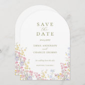 Chic Boho wildflowers Wedding Save the Date Kaart (Voorkant / Achterkant)