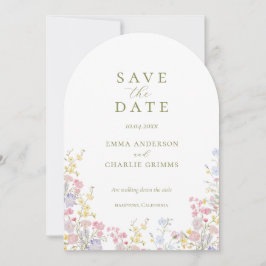 Chic Boho wildflowers Wedding Save the Date Kaart