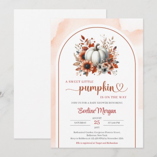 Chic boho witte pompoen terracotta roestige zonneb kaart (Voorkant / Achterkant)