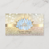 Chic Bokeh Gold, Blauwe Lotus Yoga Instructeur Visitekaartje (Voorkant)