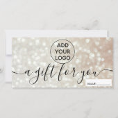 Chic bokeh gold glitter logo gift (Voorkant)