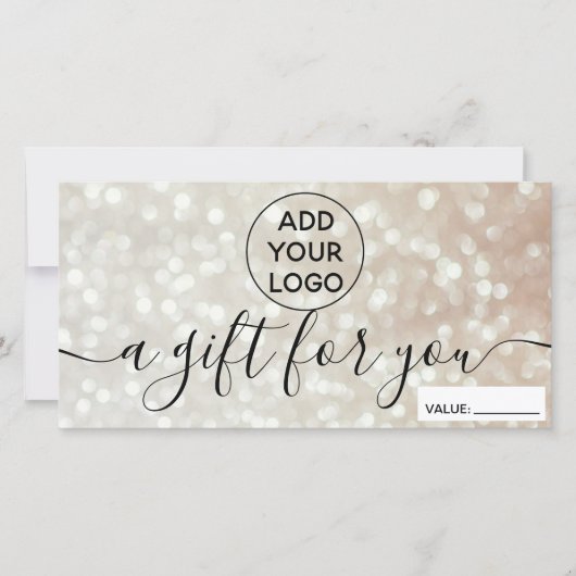 Chic bokeh gold glitter logo gift (Voorkant)