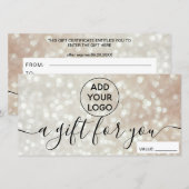 Chic bokeh gold glitter logo gift (Voorkant / Achterkant)
