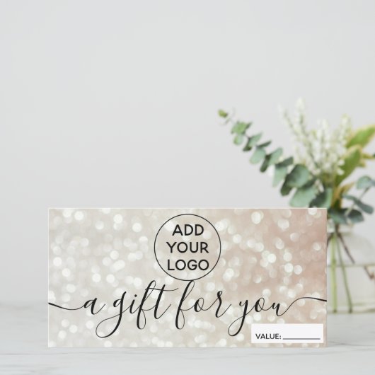 Chic bokeh gold glitter logo gift (Staand voorkant)