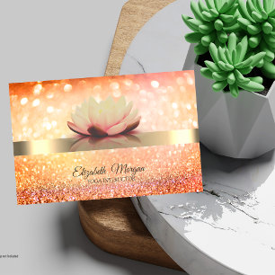 Chic Bokeh Gold, Lotus Flower Yoga Instructor Visitekaartje