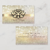 Chic Bokeh Gold, Lotus Yoga Instructor Visitekaartje (Voorkant / Achterkant)